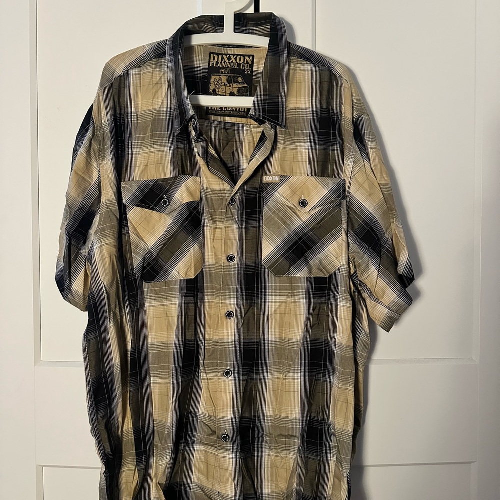 DIXXON Men's Casual Plaid Shirt - Black and Tan